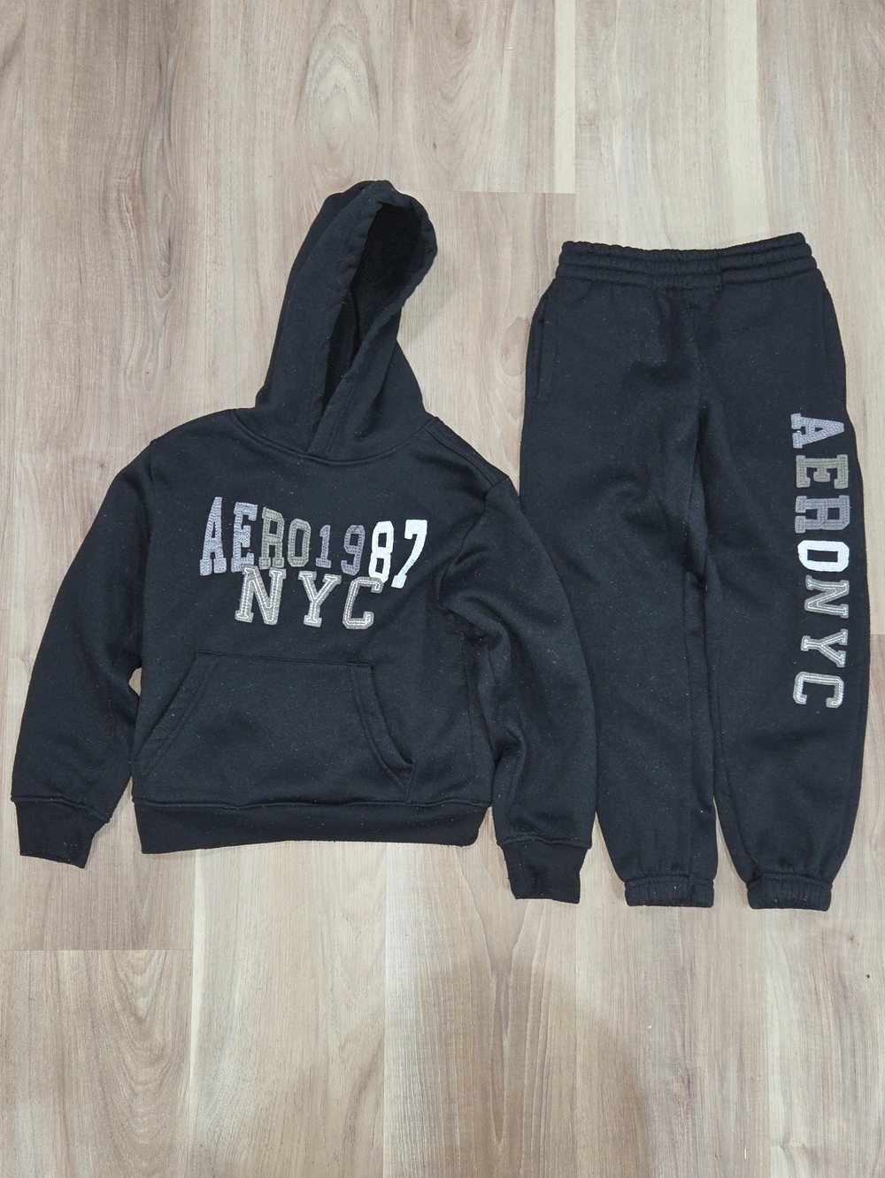 •Aeropostle• Little Boys Black Hoodie And Sweatpants Matching Set